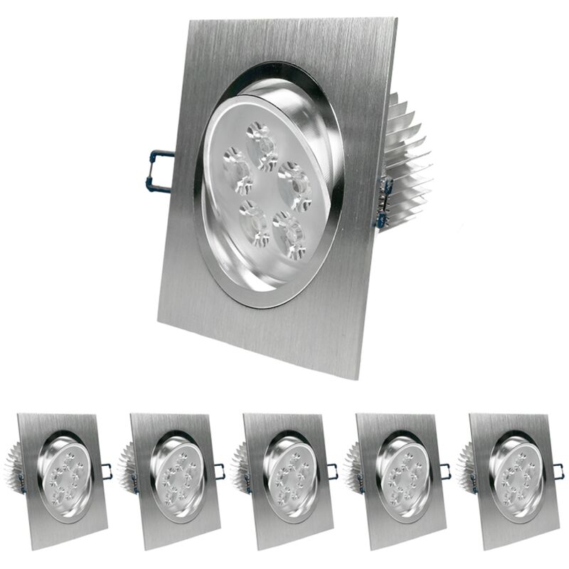 

6x LED Spot 5W 230V - IP44 - Cuadrado 120 x 120 mm - 334 lúmenes - Blanco cálido 3000K - Giratorio 30 ° - LED empotrable - Ecd Germany