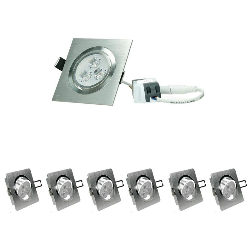 

6x LED Spot regulable 3W 230V - IP44 - Cuadrado 92 x 92 mm - 255 lúmenes - Blanco cálido 3000K - Giratorio 30 ° - LED empotrable - Ecd Germany