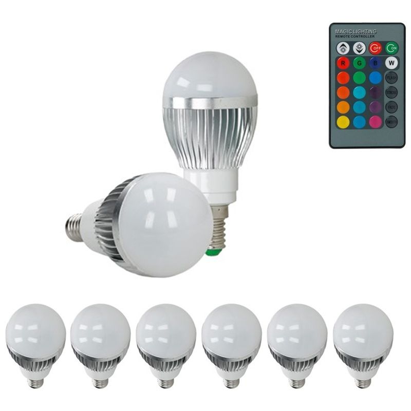 

ECD Germany 6x LED Spot regulable 3W E14 RGB - Ángulo de haz de 120 ° - 250 lúmenes - control remoto 24 botones - Lámpara de foco