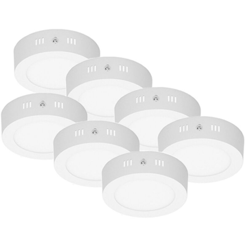 

7 x Lámpara de techo LED 6W AC 220-240 V 342 Lumen Ø 120 mm 160 ° Ángulo de haz IP53 Neutral blanco - Ecd Germany