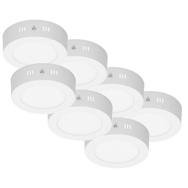 

7x Lámpara de techo LED redonda 12W - Ø 170 mm 160 ° ángulo - Blanco cálido IP53 - 663 lumens Ultrafino - Ecd Germany