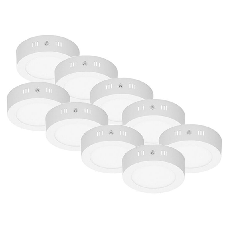 

9 x Plafón LED 6W AC 220-240 V 361 lúmenes ø ~ 120 mm ángulo 160 ° IP53 Blanco frío - Ecd Germany