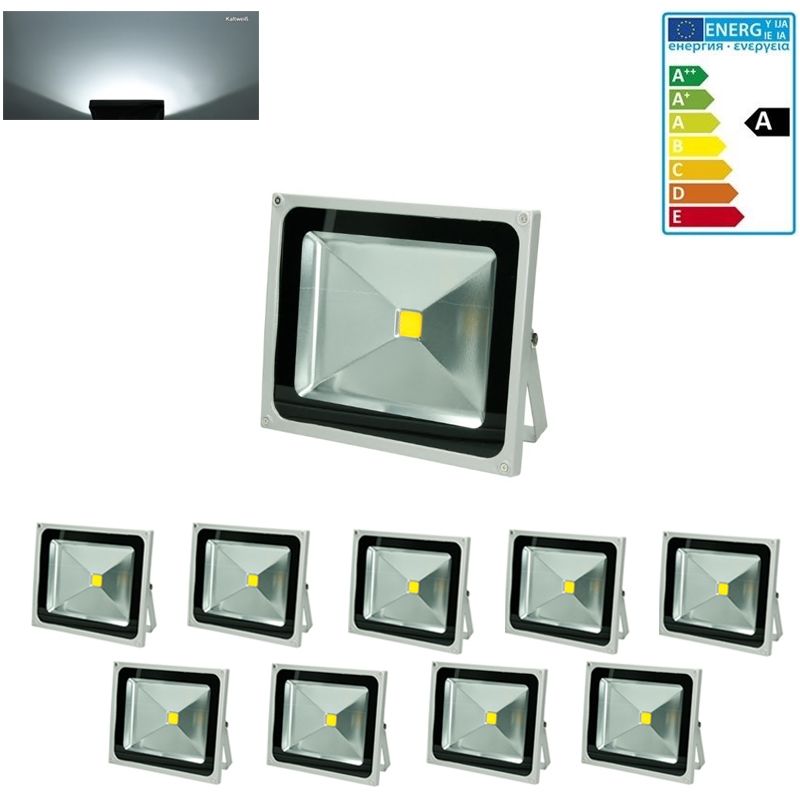 

9x Focos reflectores LED 50W - resistente al agua - 2840 lúmenes - 6000K Blanco frío - Clase de protección IP65 - proyector de pared para exterior