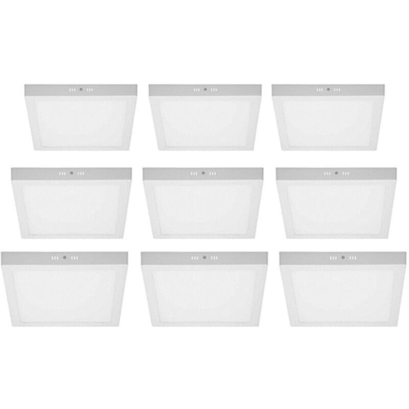 

9x Lampara de techo empotrable 18W - cuadrada - Blanco frio 6000K - IP53 - LxAn: 220 x 220 mm - 1209 lúmenes - Proyector empotrado LED - Ecd Germany