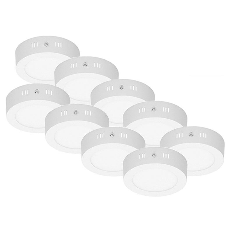 

9x Lámpara de techo LED redonda 6W - Ø 120 mm 160 ° ángulo - Blanco cálido IP53 - 322 lumens Ultrafino - Ecd Germany