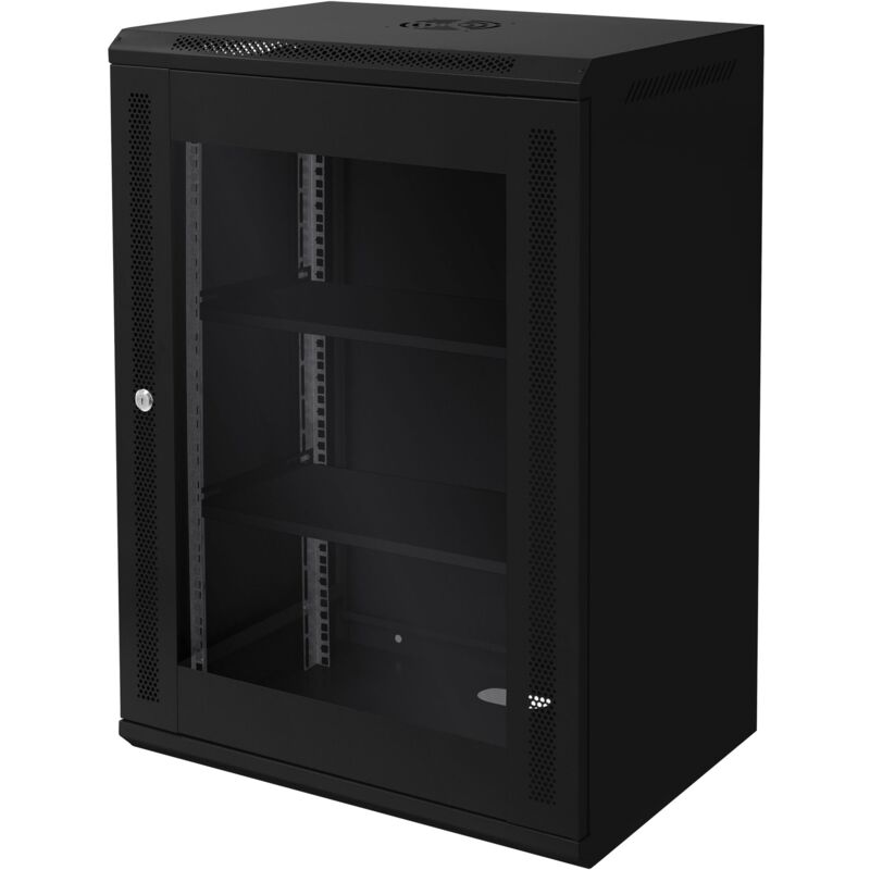 Armoire Réseau 19 Pouces, 16 uh, Noir, Montage Mural, Profondeur 450 mm, 600 x 850 x 450 mm, Entièrement Montée, Boîtier Serveur avec Porte Vitrée de Armoire Réseau 19 Pouces, 16 uh, Noir, Montage Mural, Profondeur 450 mm, 600 x 850 x 450 mm, Entièrement Montée, Boîtier Serveur avec Porte Vitrée de