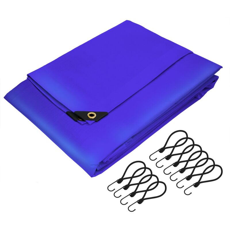 Ecd Germany - Bâche de Protection Premium avec Œillets + 10 Crochets, 3x2m 6m², 650g/m², Bleu, Tissu pvc, Indéchirable, Imperméable, Housse