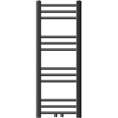 ECD Germany Badheizkörper 300 x 800 mm - Anthrazit - gerade mit Mittelanschluss - Design Heizkörper Handtuchwärmer Handtuchtrockner Handtuchheizkörper Handtuchheizung Handtuchheizer Badezimmer Heizung