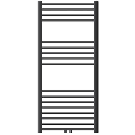 ECD Germany Badheizkörper 600 x 1200 mm Anthrazit gebogen mit Mittelanschluss - Design Heizkörper Handtuchwärmer Handtuchtrockner Handtuchheizkörper Handtuchheizung Handtuchheizer Badezimmer Heizung