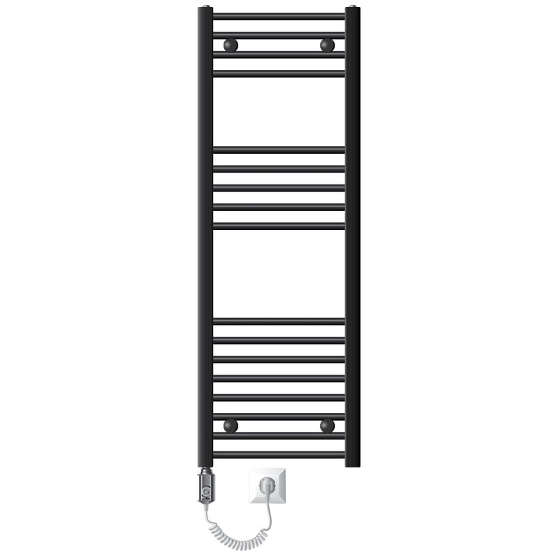 Luxebath Ecd Germany Badheizkörper Elektrisch 400 X 1200 Mm Anthrazit Gerade Mit Seitenanschluss Inkl. Heizstab Große Leistung 900w Chrom-heizkörper Heizung