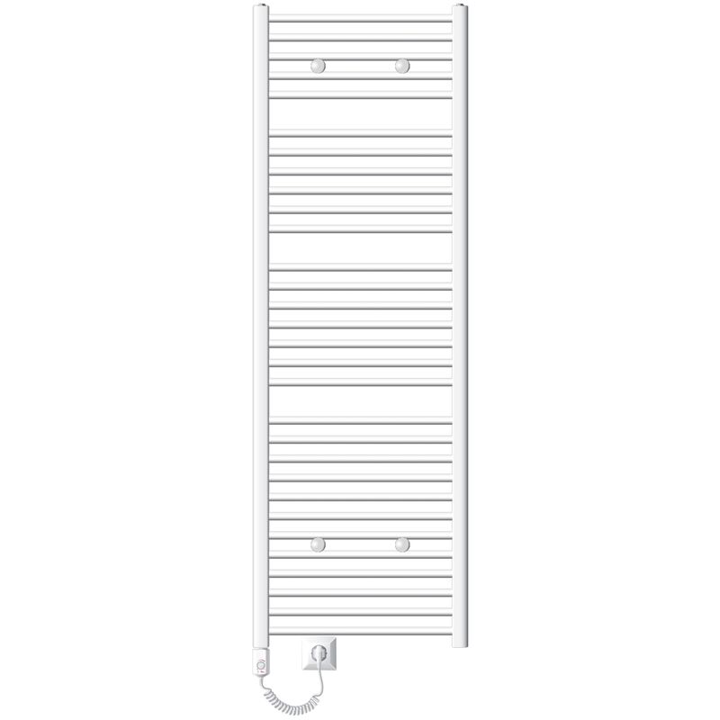 Ecd Germany - Luxebath Elektrischer Badheizkörper Sahara 600x1800 Mm Weiß Gebogen Seitenanschluss & Heizstab 1200w Mit Thermostat & Digitalanzeige,