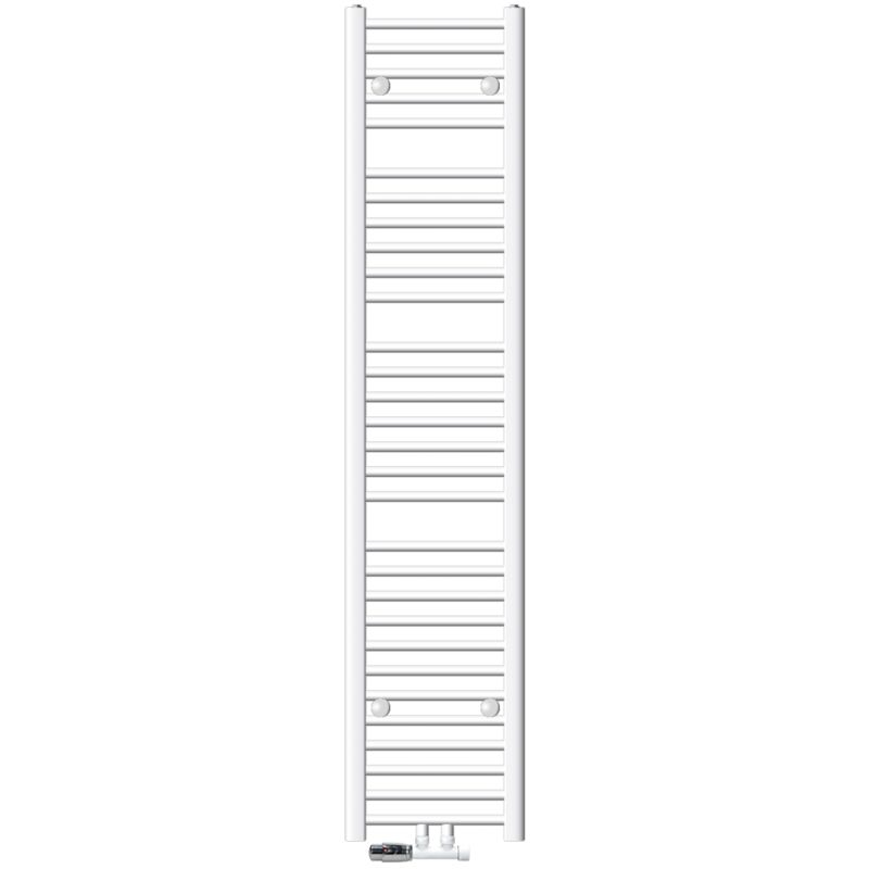 Luxebath Ecd Germany Badheizkörper Mittelanschluss 300 X 1800 Mm Weiß Gerade Mit Thermostat Und Anschlussgarnitur Eck Wand Weiß - Heizkörper Heizung