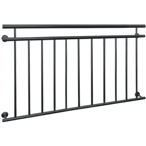ECD Germany Balustrade Française 90x156 cm, 11 Barreaux de Remplissage, Anthracite Mat et Rugueux, Acier peint par Poudrage, Garde-Corps de Balcon, Grille de Sécurité Extérieure Fenêtre, Rambarde