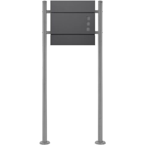 ECD Germany Boîte aux Lettres sur Pied, Anthracite, 37x11x36,5 cm, en Acier Inoxydable, Moderne, Mailbox avec Compartiment à Journaux, 2 Clés, Support Argent Haut 120 cm, Materiel de Montage Inclus