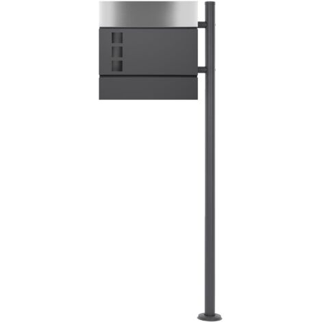 Cassetta Della Posta Relaxdays Con Portagiornali - Acciaio Inox, Argentata, 37x37x11 Cm, 2 Chiavi