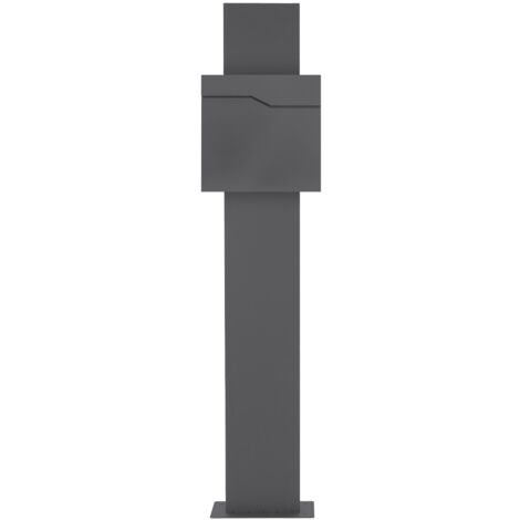 ECD Germany Cassetta Postale con Tubo per Giornali 37 x 37 x 11 cm e Supporto 25 x 170 x 7,5 cm in Acciaio Verniciato a Polvere Piedistallo per Cassetta delle Letere con Accessori di Montaggio