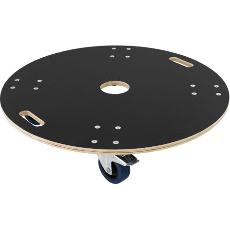 ECD Germany Chariot de Transport Rond Ø77cm x14,5 cm avec Plaque Sérigraphiée, Charge Maximale 800 kg, 4 Roues Pivotantes dont 2 avec Freins, Planche à Roulettes CNC en Multiplex, Rouleur de Meubles