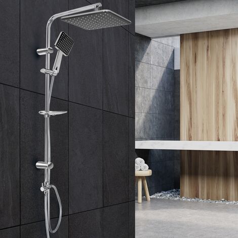 Kit de ducha modelo redondo con salida de agua, teleducha y repisa con  dispensador Tecom Genius