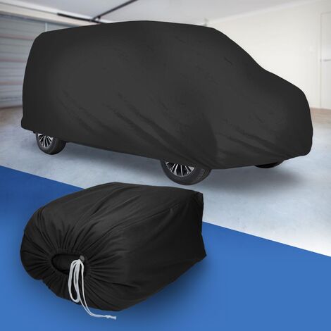 ECD Germany Cubierta Completa De Furgoneta 465x157x132 cm Negra Satén Elástico Transpirable Impermeable Antipolvo Protección UV Antiestática Funda Protectora Vehículo Coche Interior Lona Garaje