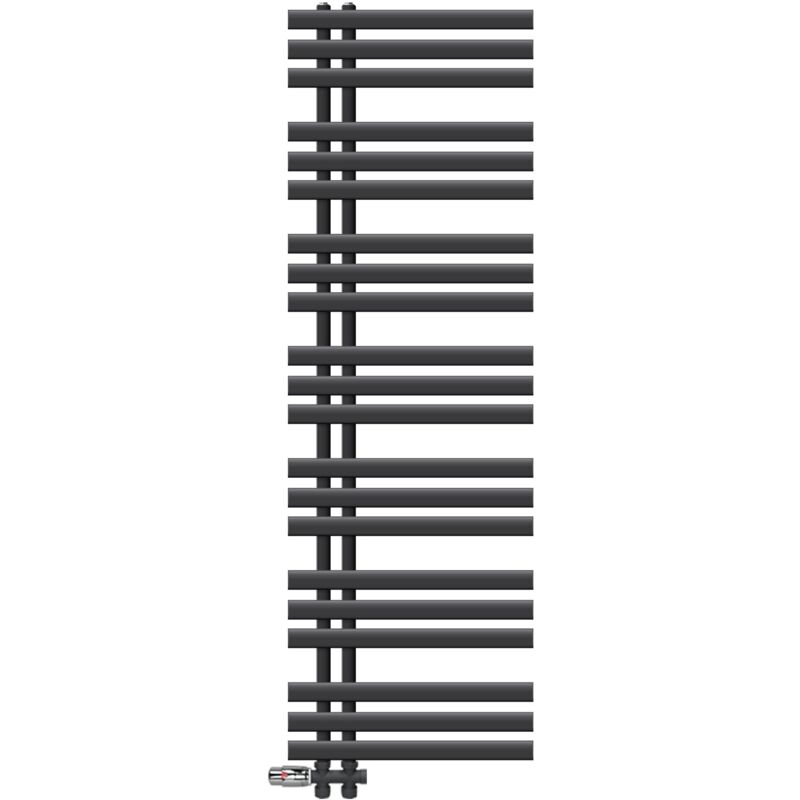 Luxebath - Badheizkörper Iron Em 500x1600 Mm Anthrazit Mittelanschluss Mit Anschlussgarnitur Thermostat Durchgang Boden, Design Heizkörper Bad