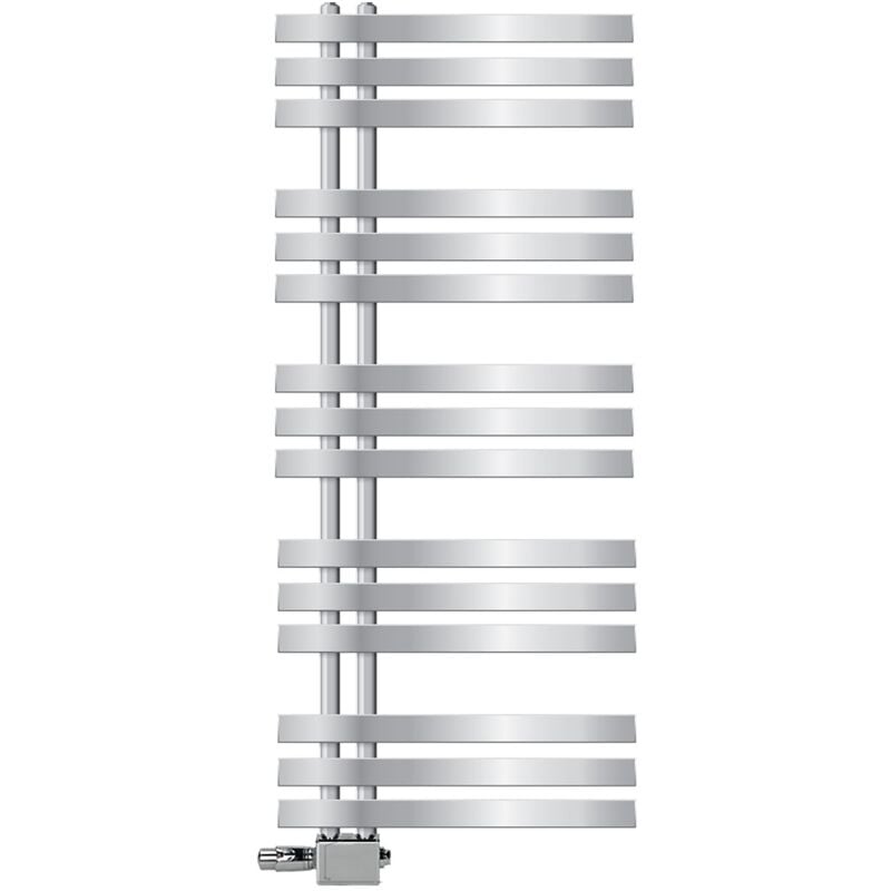 Luxebath - Radiateur Design Iron em 500x1200 mm Chrome Raccord Central au Bas avec Garniture de Raccordement Universel Forme d'Angle et de Passage +