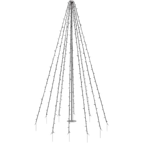 ECD Germany Fahnenmast Lichterkette, 10 Stränge à 8 Meter mit 360 LED in Warmweiß für Bäume, inkl. 10 Heringen und 10 Kabelbindern, Schwarz, IP44, Außen, Fahnenstangen Beleuchtung Außenbeleuchtung