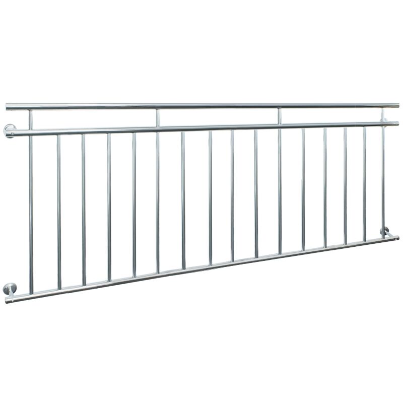 Ecd Germany - Französischer Balkon 90x225 Cm Mit 16 Füllstäben, Silber Glänzend, Aus Edelstahl, Balkongeländer Stabgeländer Balkonbrüstung