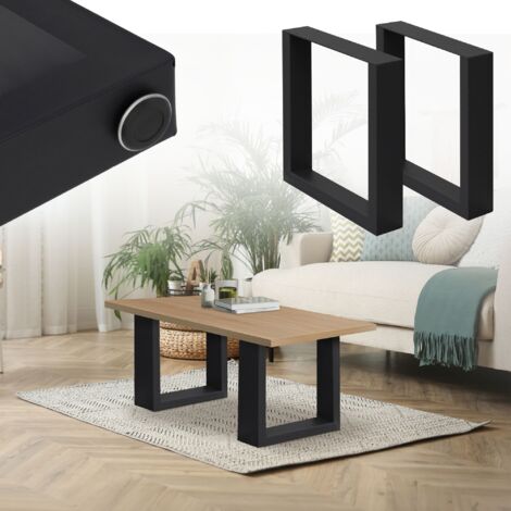 Set 2 Gambe Tavolo a X 80x4x72 cm in Acciaio Nero