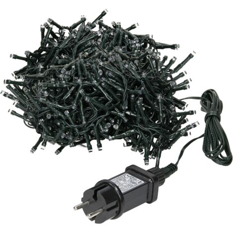 ECD Germany Ghirlanda Luminosa con 360 Lampadine LED in PVC Verde Scuro IP44 Bianco Caldo 12m Catena Decorativa Lucine Albero Natale Decorazione Natalizia Casa Giardino Terrazzo Feste Interno/Esterno
