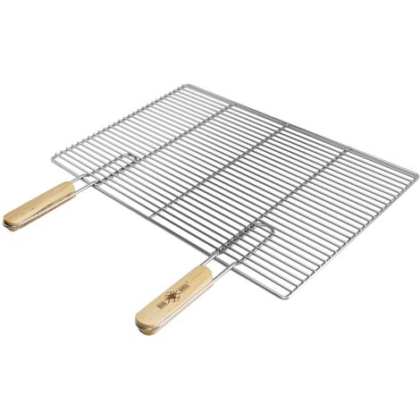 ECD Germany Grille de Barbecue en Acier Inoxydable, 60 x 40 cm, avec Poignées Amovibles, Rectangulaire, Robuste & Inoxydable, Résistant aux Intempéries, Accessoires pour Cheminées de Barbecue
