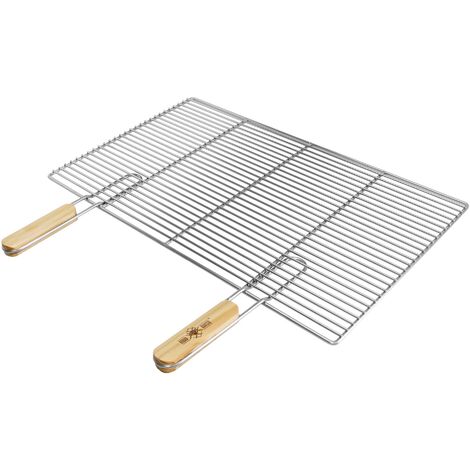 ECD Germany Grille de Barbecue en Acier Inoxydable, 67 x 40 cm, avec Poignées Amovibles, Rectangulaire, Robuste & Inoxydable, Résistant aux Intempéries, Accessoires pour Cheminées de Barbecue