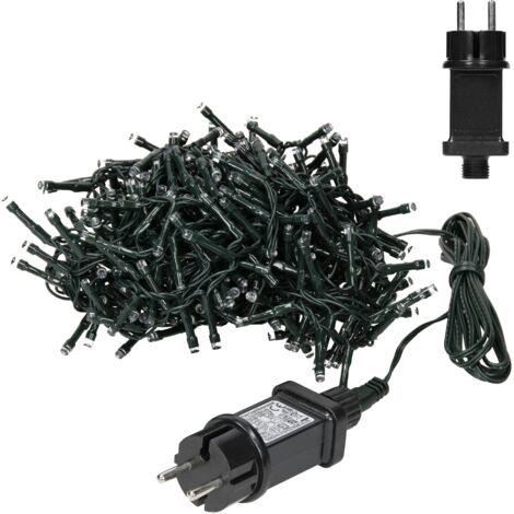 ECD Germany Guirlande Chaîne Lumineuse, 180 LEDs, PVC Vert Foncé, Blanc Chaud, IP44, Longueur 6m, 180 Ampoules, Rideau Lumineaux à LEDs, Intérieur/Extérieur, Décoration de Noël Fête Éclairage Maison