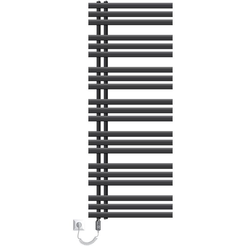 Luxebath - ecd Germany Iron em Design Radiateur Anthracite Electrique - avec Elément Chauffant Chrome 1200W - 600 x 1600 mm - Connexion Latéral - Kit