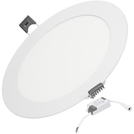 ECD Germany Lámpara de techo empotrable redonda 12W - Blanco frío 6000K - 735 lúmenes Ø17cm - panel ultradelgado de techo