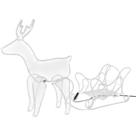 ECD Germany LED Deko Rentier mit Schlitten, 504 LEDs, aus PVC Schlauch, 273x77 cm, Warmweiß, Innen/Außen, Weihnachten Dekoration Figur Beleuchtet Lichtschlauch Weihnachtsbeleuchtung Leuchtfigur