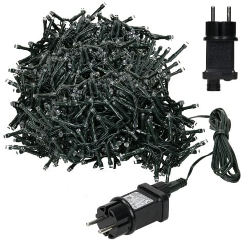 ECD Germany LED Lichterkette 20m Länge, 1000 LEDs, Kaltweiß, 3m Stromkabel, IP44, Clusterlichterkette Büschellichterkette für Weihnachten Weihnachtsbaum Weihnachtsbeleuchtung, für Innen und Außen