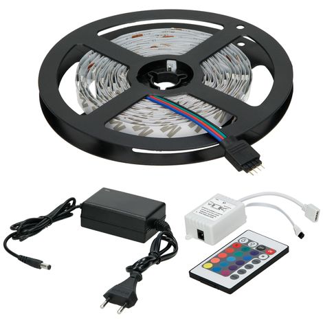 Ecd Germany Led Strip Streifen Smd 5050 Rgb 15m Mit Fernbedienung 24t Und Netzteil 5a 30 Led M Farbwechsel Selbstklebend Led Stripe Leiste Lichterkette Lichtleiste Lichtband Band Beleuchtung 291000590