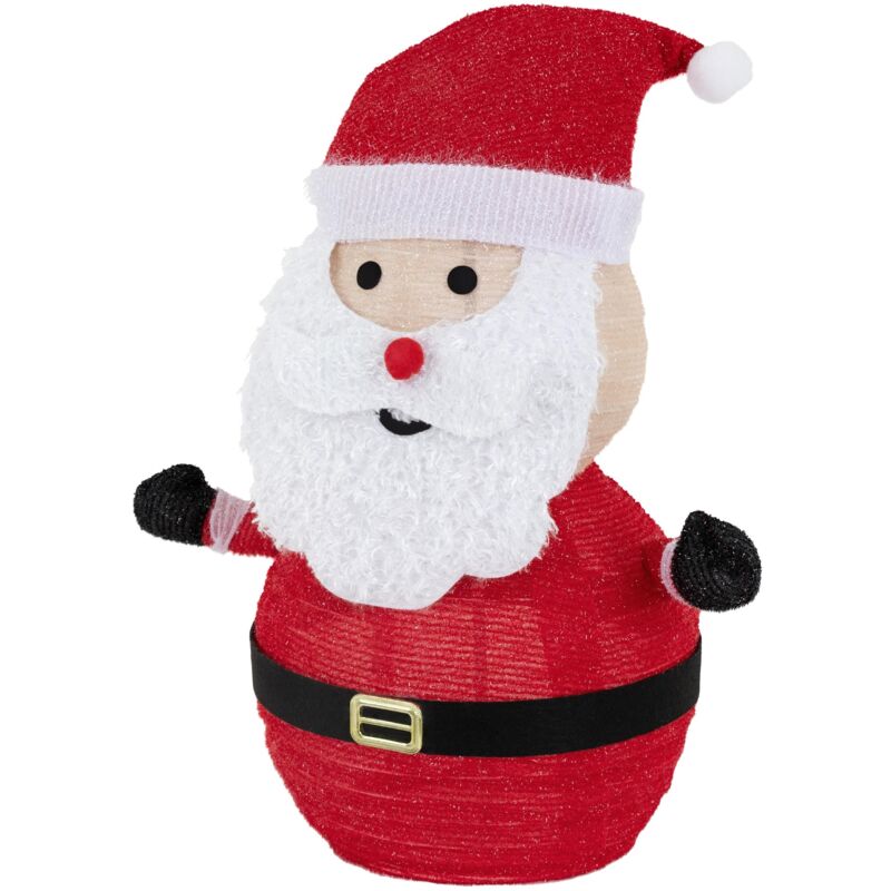 Ecd Germany - Led Weihnachtsmann Mit Mütze, Bart & Handschuhe, 68cm Hoch, Gartenfigur Mit 30 Warmweißen Leds Beleuchtet, Timer, Batteriebetrieben,