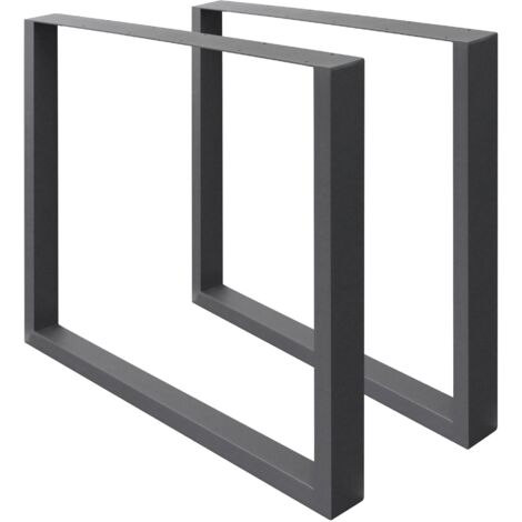 Ecd Germany – Lot de 2 pieds de table rectangulaires 70 x 72 cm – Acier revêtu de poudre anthracite – Support profil carré – Design industriel pour bureau et cuisine