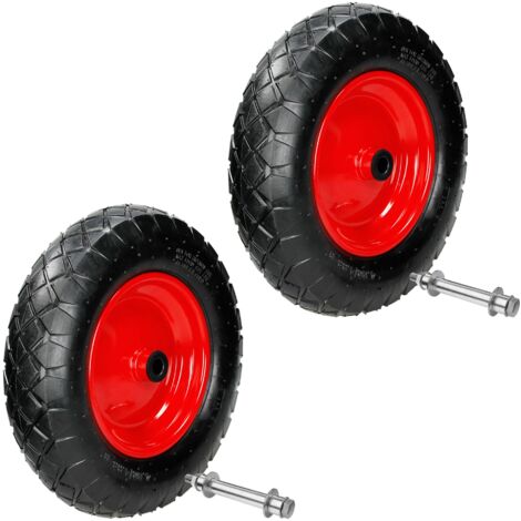 Ecd Germany – Lot de 2 roues de brouette pneumatiques 4.80/4.00-8 – Ø 390 mm – Capacité 200 kg – Jante en acier – Largeur 95 mm – Roue gonflable