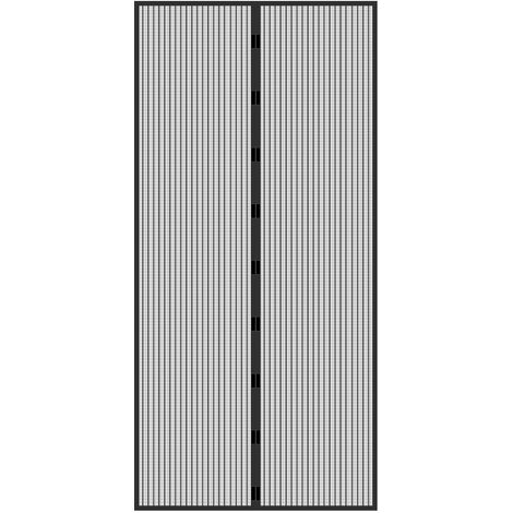 ECD Germany Mosquitera Magnética para Puertas 100x210 cm Negra, Cortina Antimosquitos con Cierre Automático Montaje Adhesivo sin Taladro, Malla Protectora contra Insectos para Balcón, Terraza o Sótano