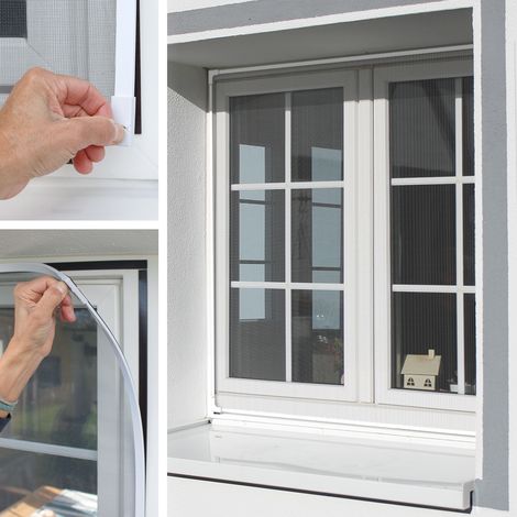 ECD Germany Moustiquaire pour Fenêtre avec Cadre Magnétique - 130 x 150 cm - Blanc - Rideau Aimantée - sans Perçage ni Vissage - Tissu en Fibre de Verre - Anti Moustique Insecte Mouche Guêpe