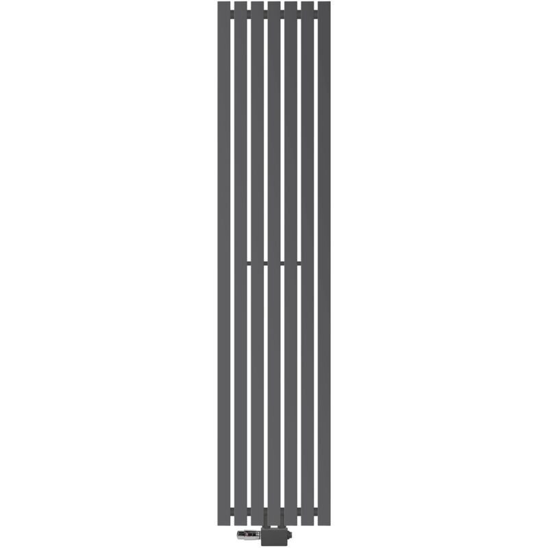 Ecd Germany Radiateur Panneau Design Stella Non Électrique, 370x1800 mm, Anthracite, Connexion Centrale au Bas, avec Thermostat et Kit de Raccord