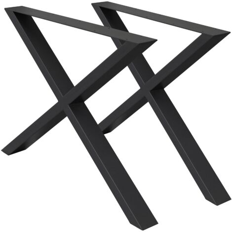 Ecd Germany – Pieds de table en acier revêtu de poudre noir – Forme X – Dimensions 60 x 72 cm – Lot de 2 – Support robuste pour bureau et salle à manger