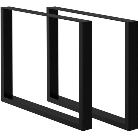 Ecd Germany – Pieds de table rectangulaires en acier noir – Set de 2 – Dimensions 80 x 72 cm – Support profil carré – Design industriel pour bureau et cuisine