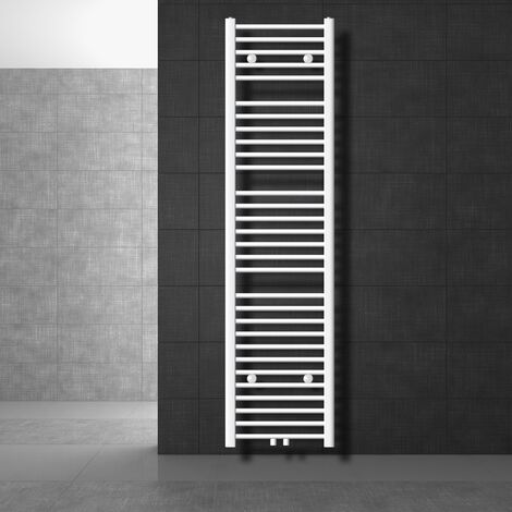ECD Germany Radiador de baño - 400 x 1800 mm - blanco - curvado - con conexión central - Secador de toallas