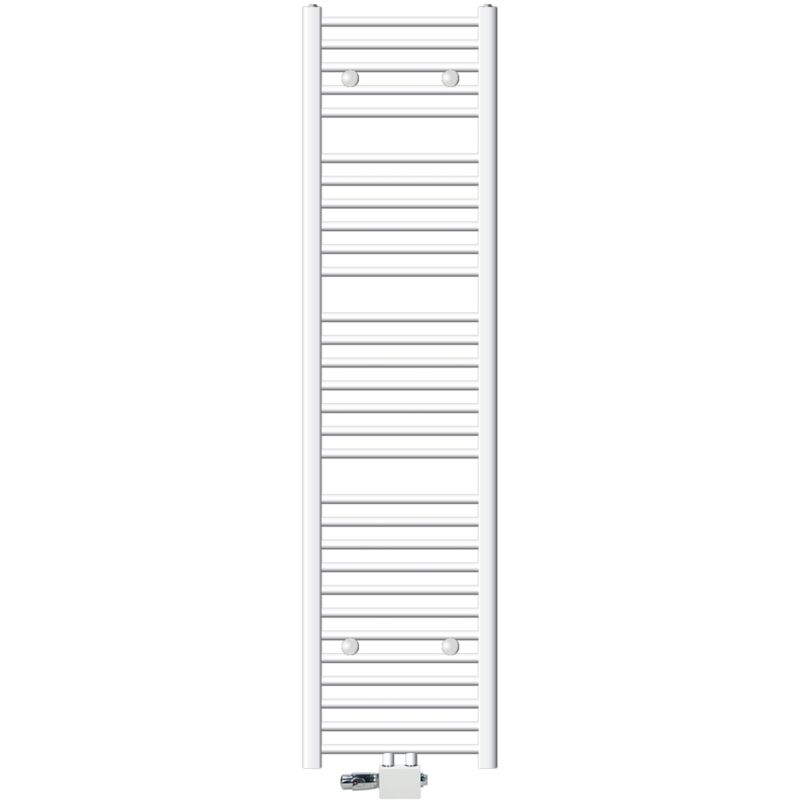 

Radiador de baño 400 x 1800 mm toalla blanca derecha con conexión central con kit de montaje + termostato universal - Ecd Germany