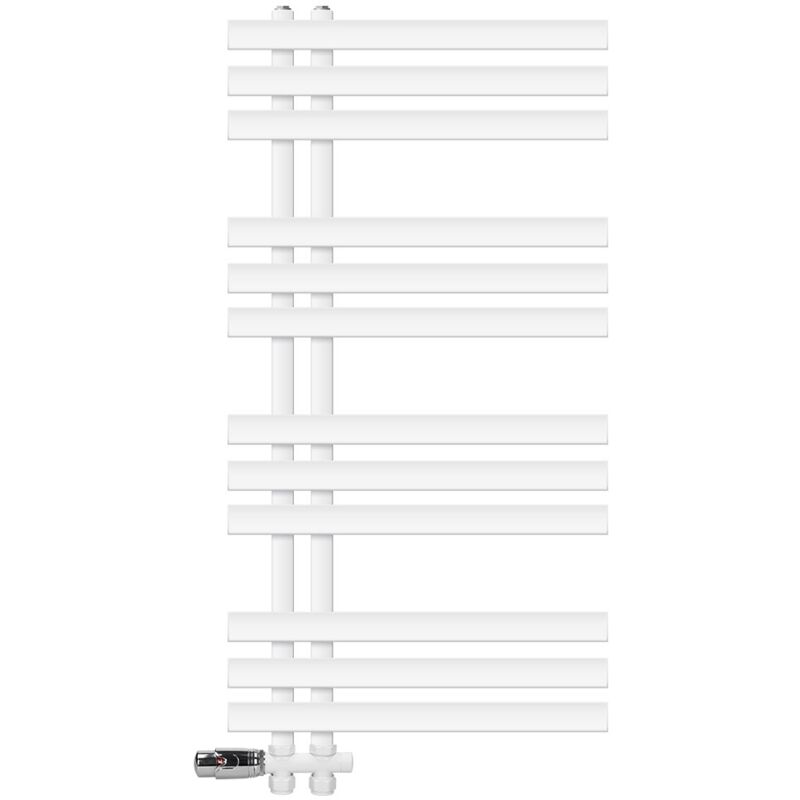 

Ecd Germany - Radiador de baño 500 x 1000 mm calentador de toallas blanco con kit de montaje en pared + universo termostato