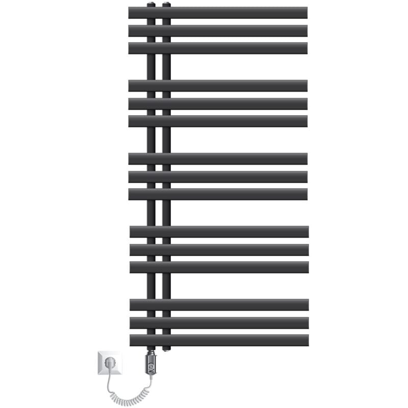 

Radiador de baño Iron EM - 600 x 1200 mm - 1200W - Antracita - Radiador de toallas - Secador de toallas - Radiador de panel - Radiador eléctrico