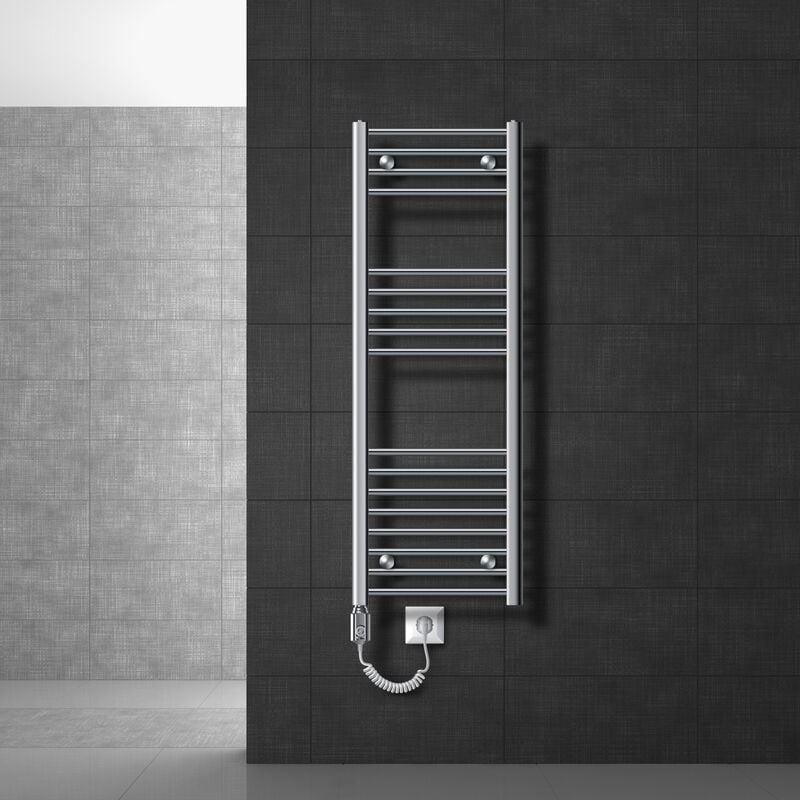 

Ecd Germany - Radiador eléctrico de toallas - 400 x 1200 mm - 900W - Cromado - plano - con conexión lateral - Radiador para baño